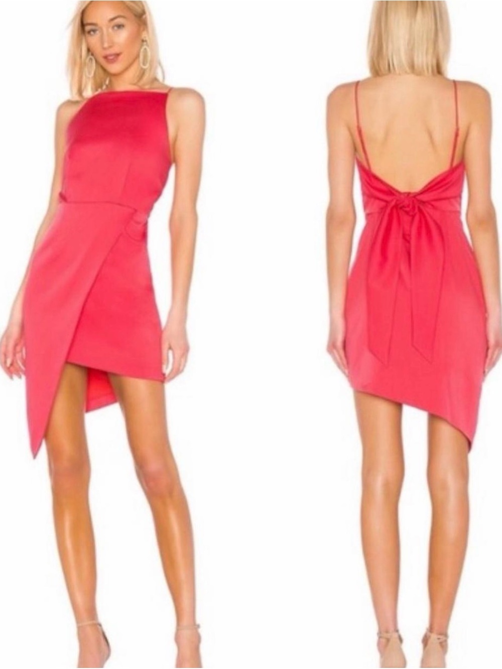 Elliatt Women's Red and Pink Dress Asymmetrical Tie-Back Mini Dress